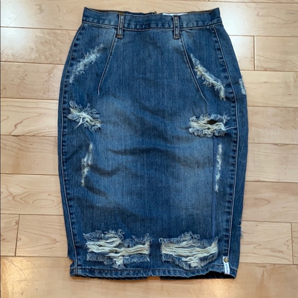 Denim midi skirt